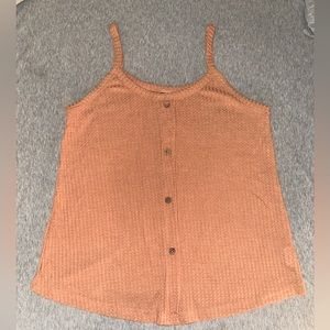 SHEIN orange waffle print spaghetti strap tank top